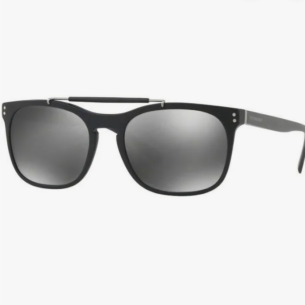 Burberry Black Matte Sunglasses with Silver Lens